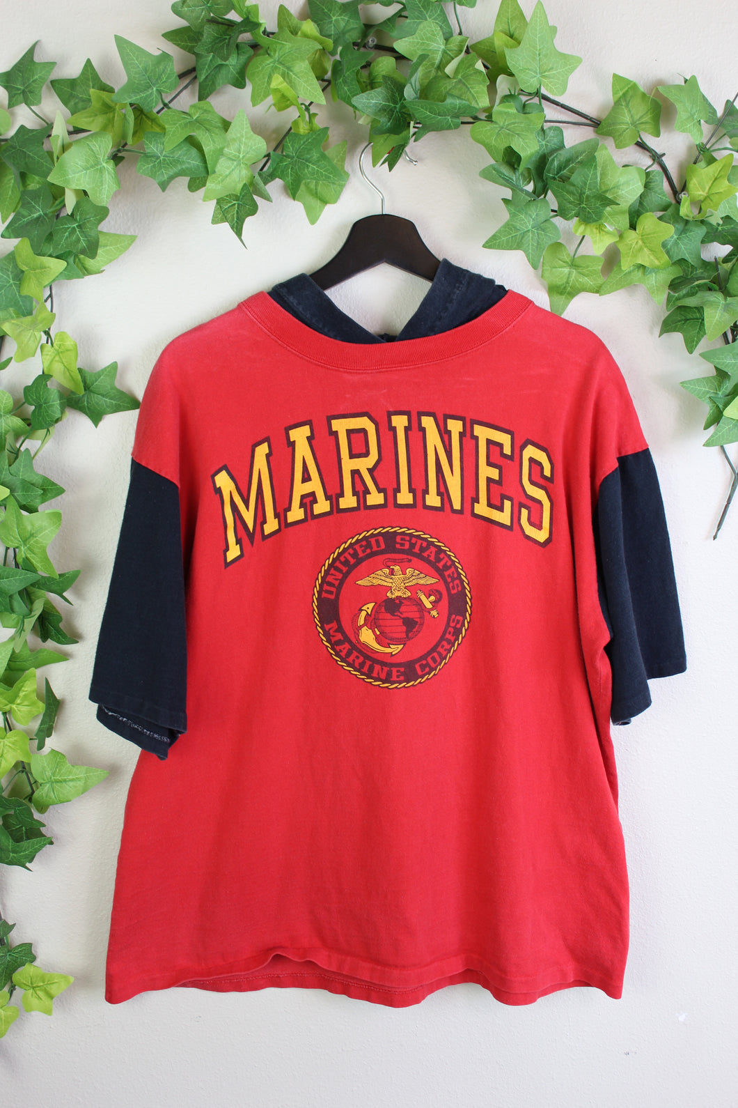 90s MARINE USMC HOODED T-SHIRT